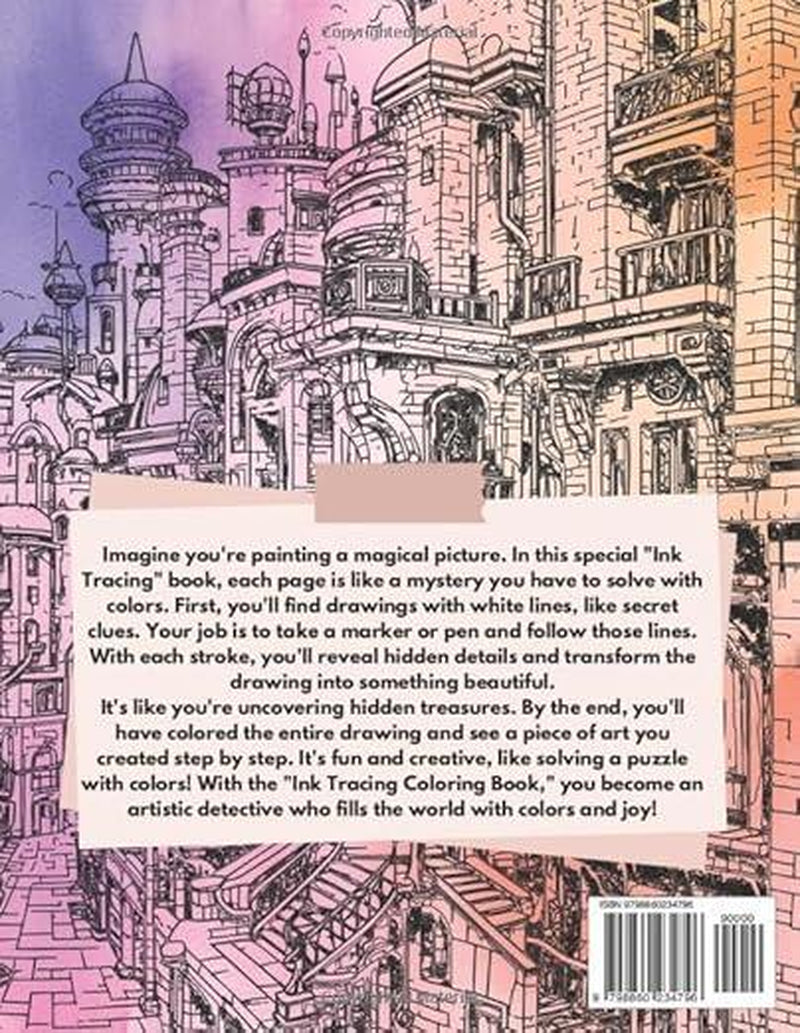 Chroma Ink Editions Official Ink Tracing Coloring Book Hidden Cities Vol 2 Unique Coloring Books for Beginners Advanced Artists 8 5 X 11 Inches