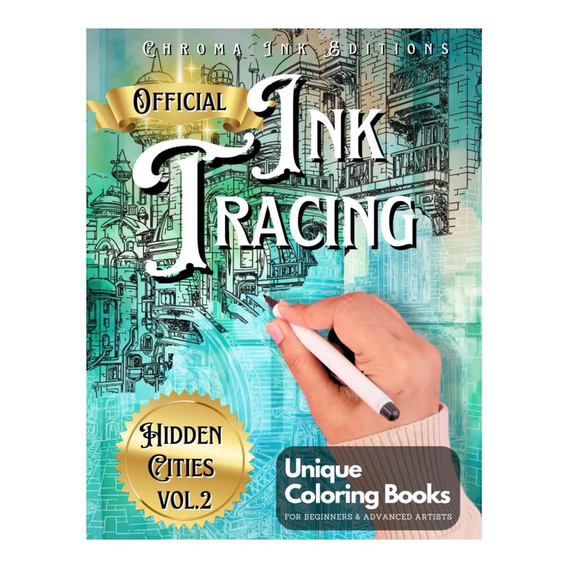 Chroma Ink Editions Official Ink Tracing Coloring Book Hidden Cities Vol 2 Unique Coloring Books for Beginners Advanced Artists 8 5 X 11 Inches