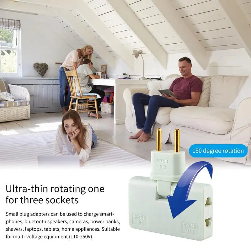 Creative European Regulation 1 in 3 Convenient Rotary Plug Germany France Russia Spain Travel Lightweight Universal EU Adapters