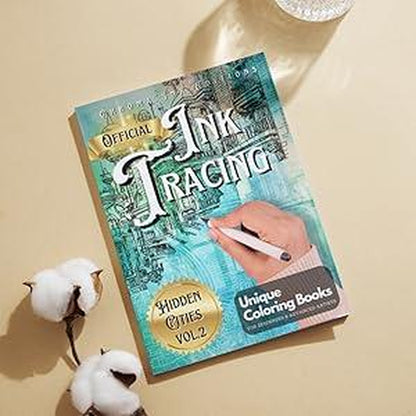 Chroma Ink Editions Official Ink Tracing Coloring Book Hidden Cities Vol 2 Unique Coloring Books for Beginners Advanced Artists 8 5 X 11 Inches