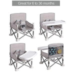 Baby Foldable Portable Dining Chair with Plate Seat Belt Children'S Beach Chair Camping Child Comfortable Feeding Seat Baby