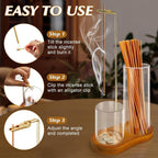 2 in 1 Incense & Candle Holder, 1 Count Wooden Base Aromatherapy Diffuser Incense Burner with Removable Glass Ash Collector, Woody Home Decor Ornament for Living Room Bedroom, Funny Gift, Scented, Aroma, Fragrance