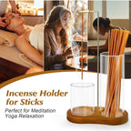 2 in 1 Incense & Candle Holder, 1 Count Wooden Base Aromatherapy Diffuser Incense Burner with Removable Glass Ash Collector, Woody Home Decor Ornament for Living Room Bedroom, Funny Gift, Scented, Aroma, Fragrance