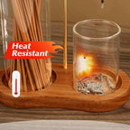 2 in 1 Incense & Candle Holder, 1 Count Wooden Base Aromatherapy Diffuser Incense Burner with Removable Glass Ash Collector, Woody Home Decor Ornament for Living Room Bedroom, Funny Gift, Scented, Aroma, Fragrance