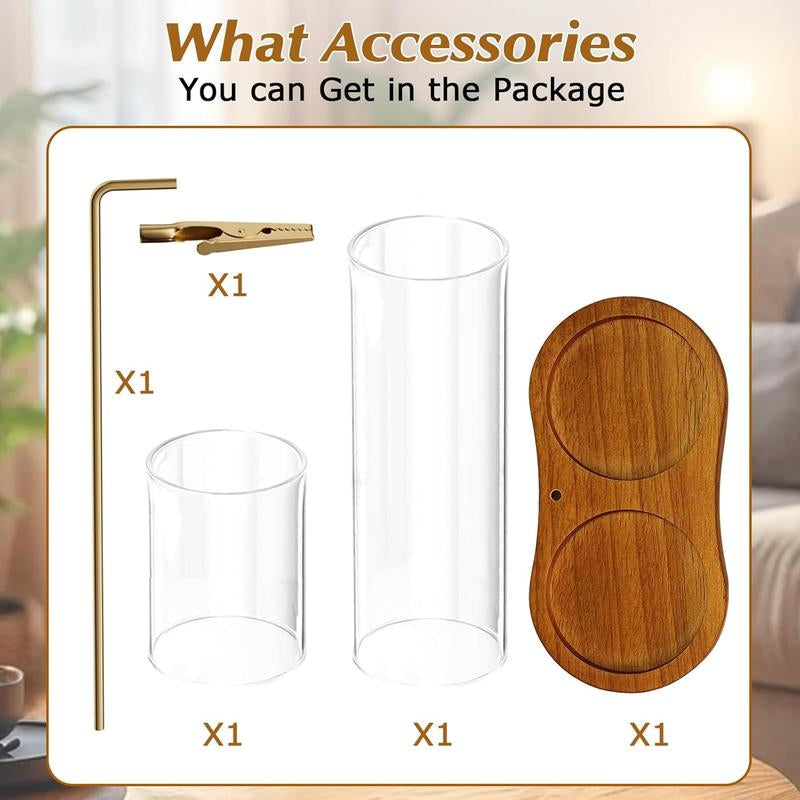 2 in 1 Incense & Candle Holder, 1 Count Wooden Base Aromatherapy Diffuser Incense Burner with Removable Glass Ash Collector, Woody Home Decor Ornament for Living Room Bedroom, Funny Gift, Scented, Aroma, Fragrance